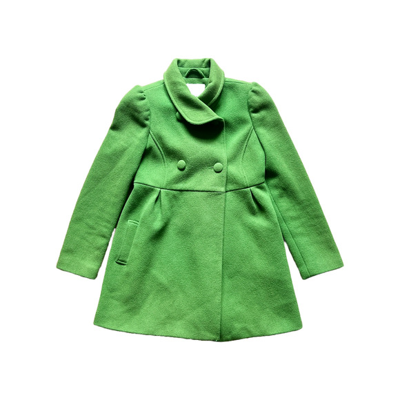 Vtg Y2K Old Navy Pea Coat Green Wool Blend Twee Preppy Academia Holidays WInter - Picture 1 of 9